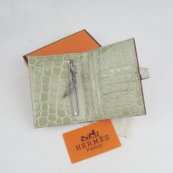 Cheap Replica Hermes Gray Crocodile Veins Wallet H006